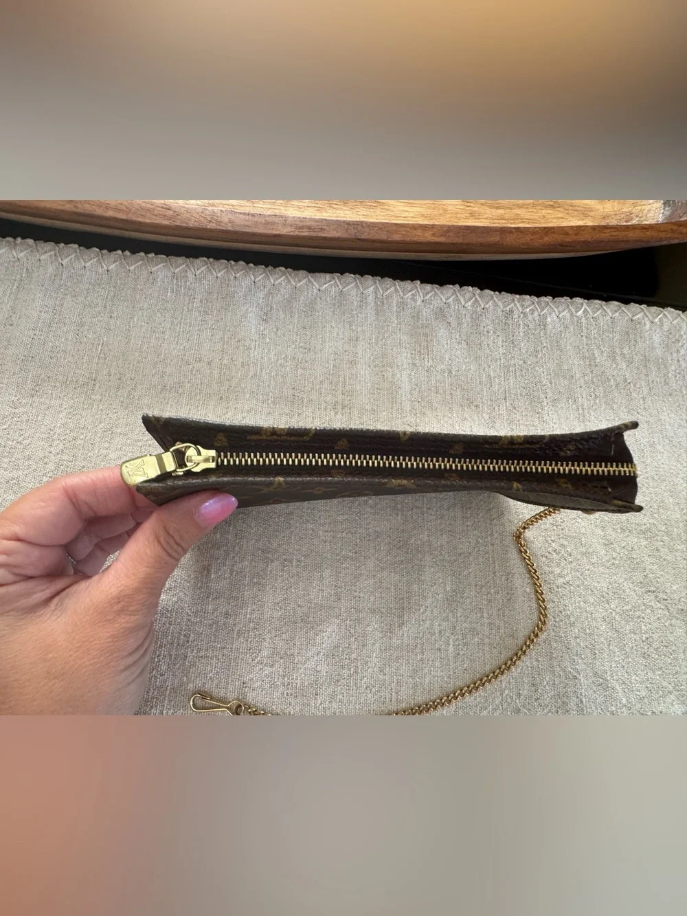 Louis Vuitton Monogram Accessory Pouch (With Original Gold Chain)